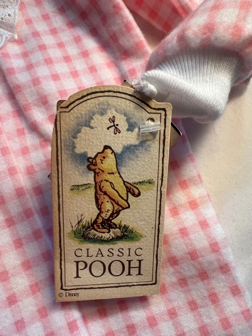 Vintage Winnie The Pooh Pink Gingham Kids Pajamas with Embroidered Detail​